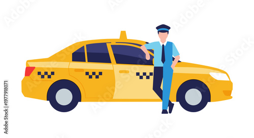 Yellow Taxi Cab Driver Standing.