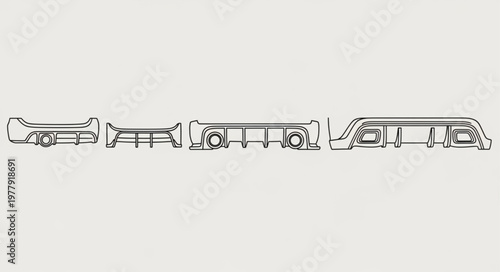 Set of four vintage cassette tape outlines on a white background.
