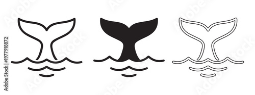 Whale tail rising above waves in minimalist line art design for World Wildlife Day.