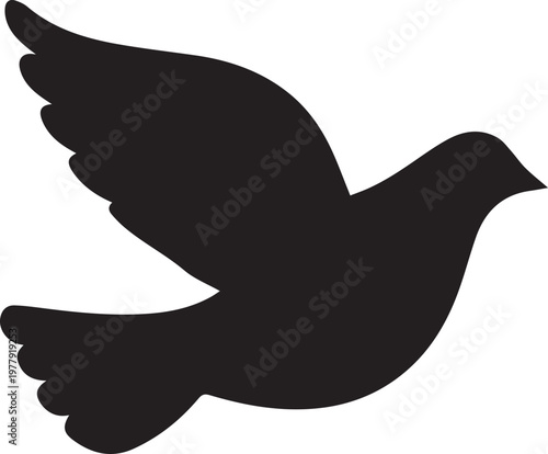 Silhouette of dove vector isolated on white background