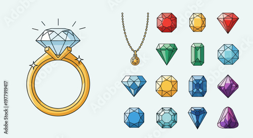 Sparkling Diamond Ring and Assorted Gemstones Collection