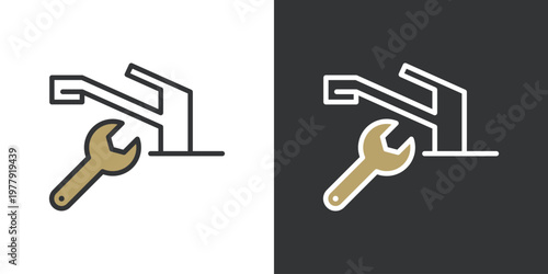 水道を工具で修繕するアイコン