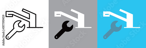 水道を工具で修繕するアイコン