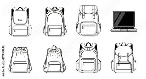 Collection of Backpacks and Laptop - Stylish and Functional Designs.