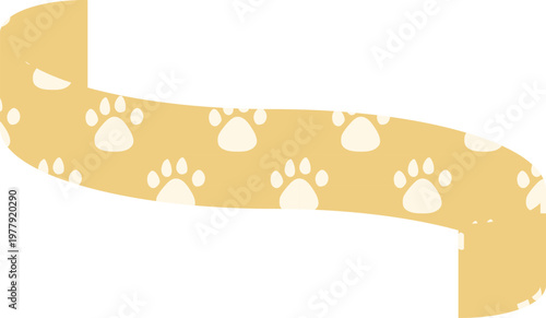 Ribbon Frame -3- Paw Pad - yellow, isolated on white background