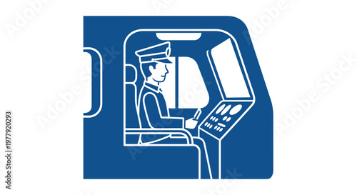 Driver in vehicle cabin.