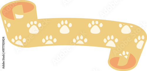 Ribbon Frame -6- Paw Pad - yellow, isolated on white background