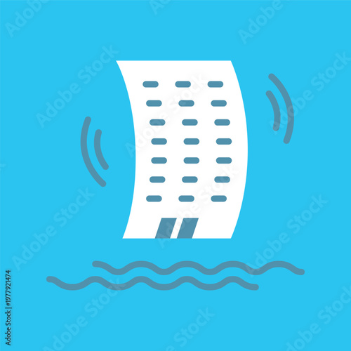 シンプルなビルが地震で揺れるアイコン