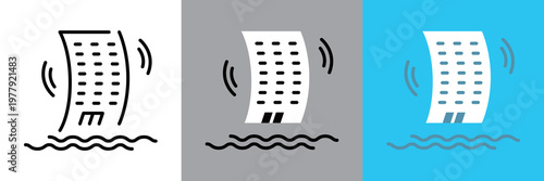 シンプルなビルが地震で揺れるアイコン