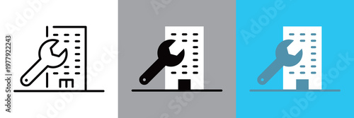 シンプルなビルとスパナのアイコン