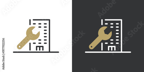 シンプルなビルとスパナのアイコン