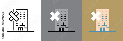 シンプルな経年劣化したビルのアイコン