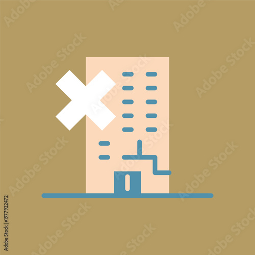 シンプルな経年劣化したビルのアイコン