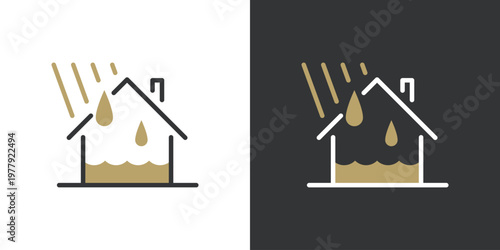 雨漏りしている家のアイコン