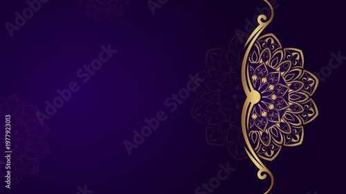 Purple gold mandala background animation