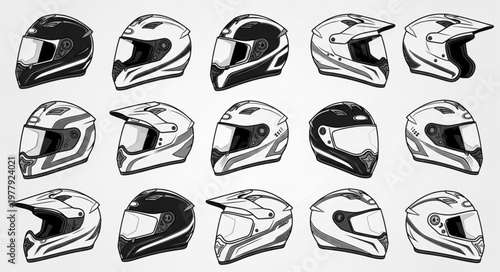 Collection of Motorcycle Helmets - A Variety of Protective Headgear.