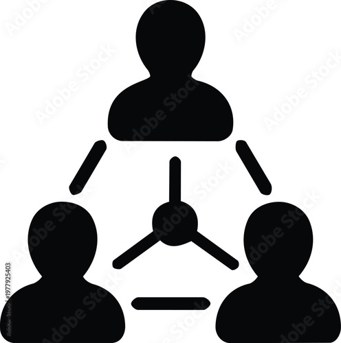 Team collaboration icon with connected people for synergy