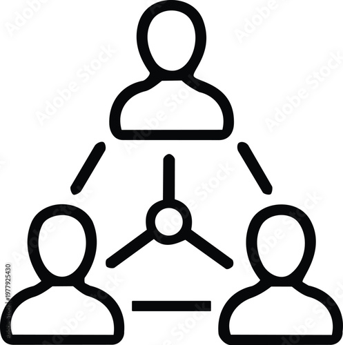 Team collaboration icon with connected people for synergy