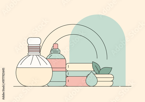 Serene Flat Vector Design for Spa and Wellness Relaxation Essentials Collection for Self-Care