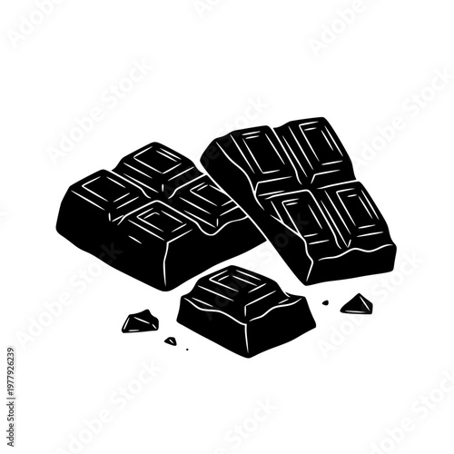 Black and White Chocolate Bar Pieces Vector Illustration