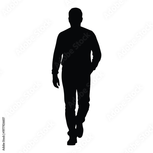 Silhouette of person walking away in casual clothing against clear background vector on white background