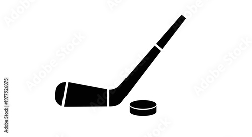 Hockey Stick and Puck Icon.