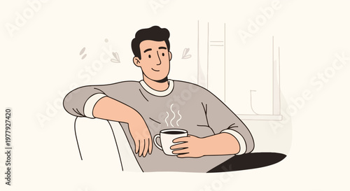 Man sitting with a cup.