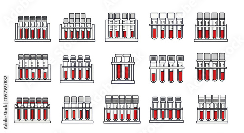 Medical Test Tubes with Red Liquid - Scientific Research and Healthcare