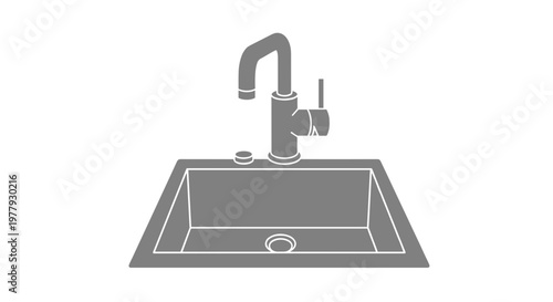 Kitchen sink with faucet.