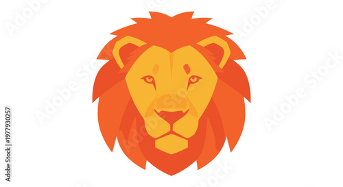 Lion Face Illustration Closeup.