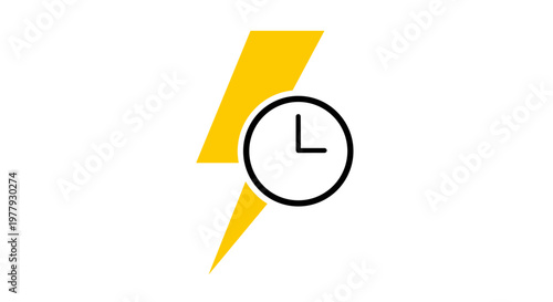 Lightning Bolt Clock Icon.