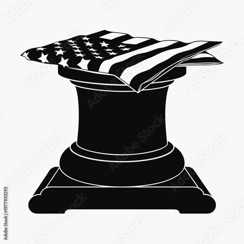 American flag, patriotic chess piece, black vector icon, USA symbol