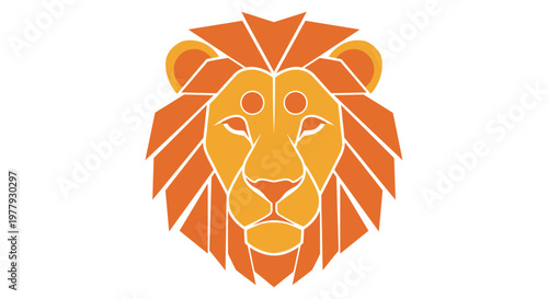 Lion Head Orange Graphic Illustration.