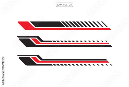 Automotive Racing Stripe Decal Set Car Vinyl Sticker Sport Speed Vector Illustration