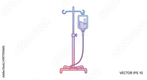 Medical Infusion Drip Bag and Stand - Healthcare Illustration