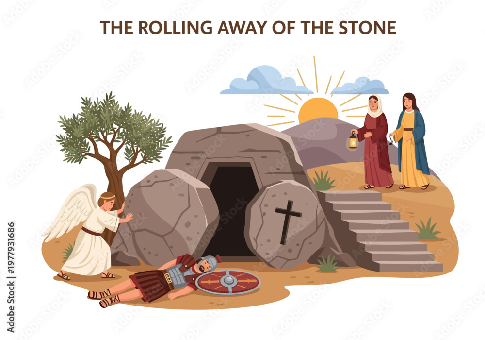 Fototapeta premium The Resurrection of Jesus Christ The Rolling Away of the Stone