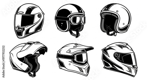 Variety of Motorcycle Helmets - A Collection of Protective Headgear.