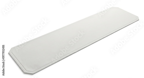 Isolated white rectangular object with rounded edges on a white background