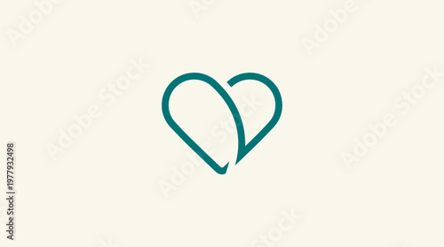 Minimalist Teal Heart Symbol on Light Beige Background