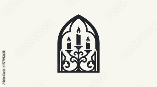 Elegant Candelabra within a Gothic Arch