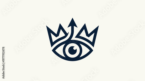 Abstract Logo Featuring Eye Crown and Arrow