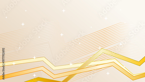 Abstract golden lines and stars sparkle on gradient beige color backdrop element