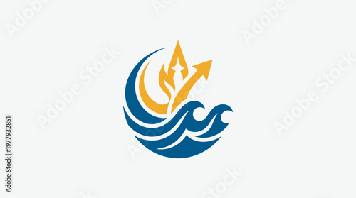 Abstract Logo Design with Waves and Arrow