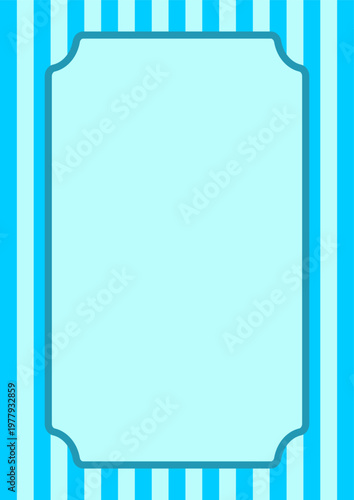 Bright blue stripes frame a soft aqua rectangle. Clean lines and pastel tones create a cheerful vibe. Ideal for greeting cards or event invitations. Perfect for summer themes or playful designs