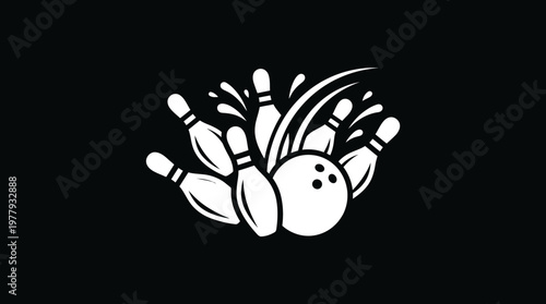Bowling Strike Concept in Black and White