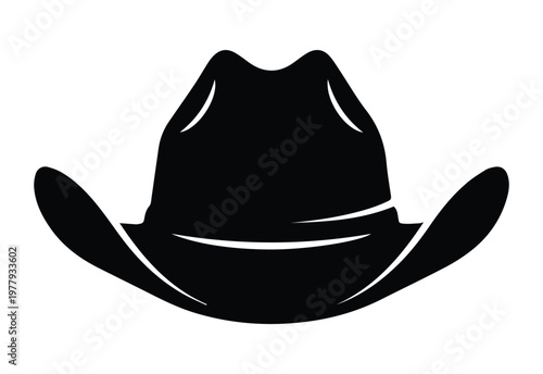 Cowboy Hat Icon Silhouette Vector black design on a white background