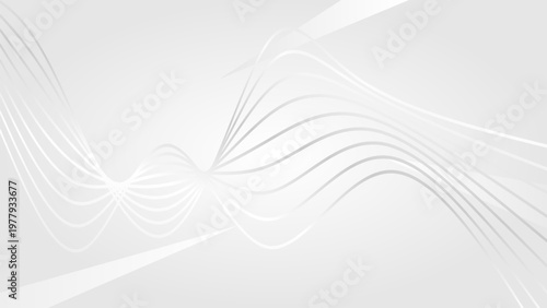 Monochrome light gray wavy lines backdrop, simple abstract flowing shapes on white