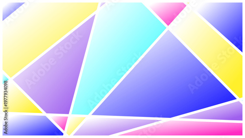 Geometric shapes in pastel colors forming an abstract pattern with triangles and lines