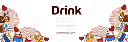 refreshing summer drink and beverage characters for cool party event banner design