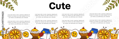 fresh orange and milk characters for healthy breakfast and organic drink banner